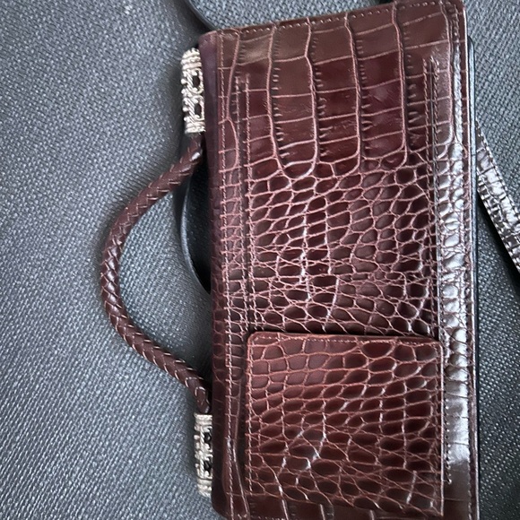 Brighton Rich Brown Embossed Wristlet with Silver Details - Picture 6 of 13